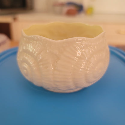 Vintage Belleek Ireland Neptune Shell Open Sugar Bowl 6th Mark Green 0857
