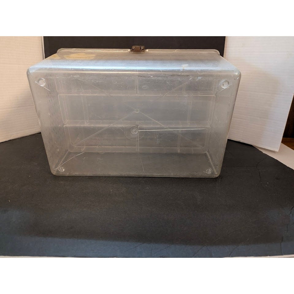 Vintage Clear Acrylic Sewing Case Crafts Organizer Storage Box Carrying Handle