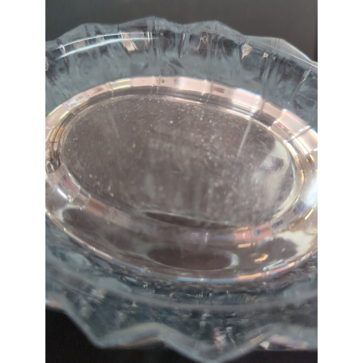 Marquis by Waterford 8" Lead Crystal Oval Vase #156027 Signed Clear Ridged Ovoid