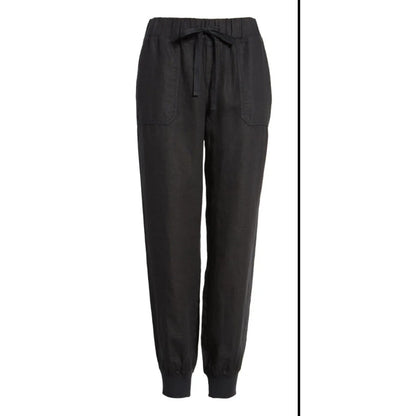 NEW Caslon Linen Joggers Pockets Navy Blue drawstring waist ankle cuff Medium