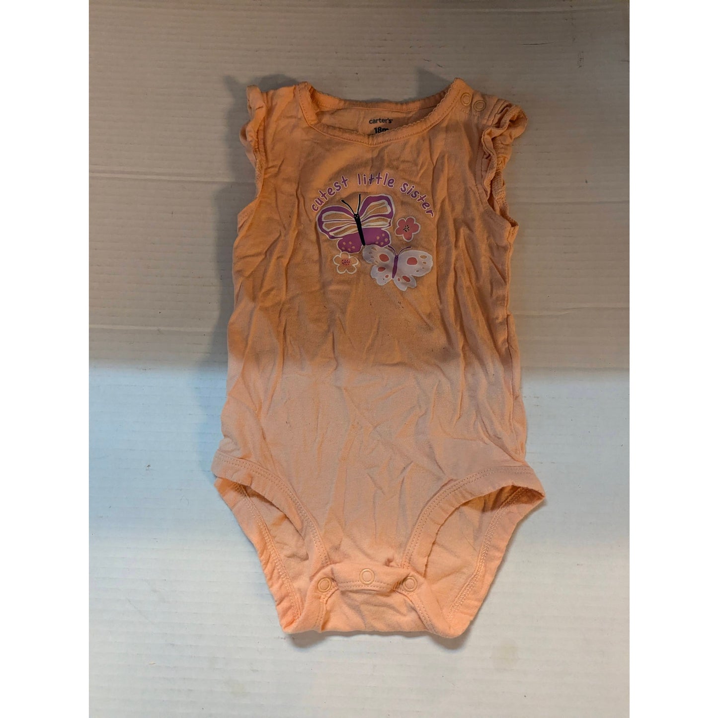 Carter's Baby Girls Orange Butterfly Sleeveless One piece Size 18 Months