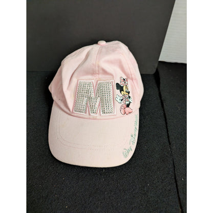 Disney Parks Pink Minnie Mouse Rhinestone M Baseball Cap Hat Walt Disney World