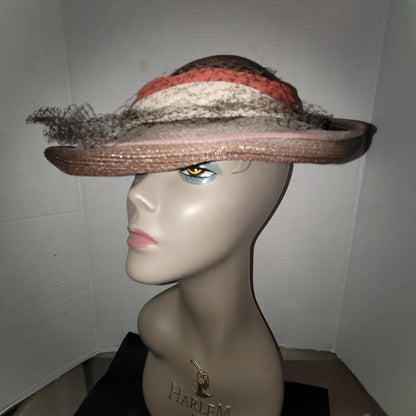 Vintage ladies HAT 40's 50's The Rhodes Hat Vintage Brown straw