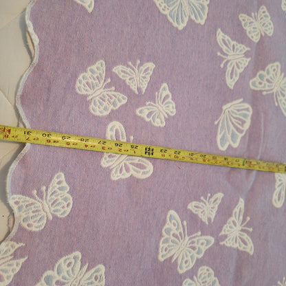 Reversible purple butterfly scalloped edge coverlet blanket bedspread Full Queen