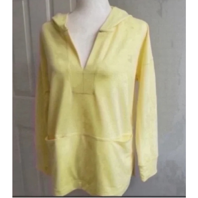 MELLODAY Sweatshirt Lemon Yellow Size XL Hoodie Long Sleeve Pockets NEW