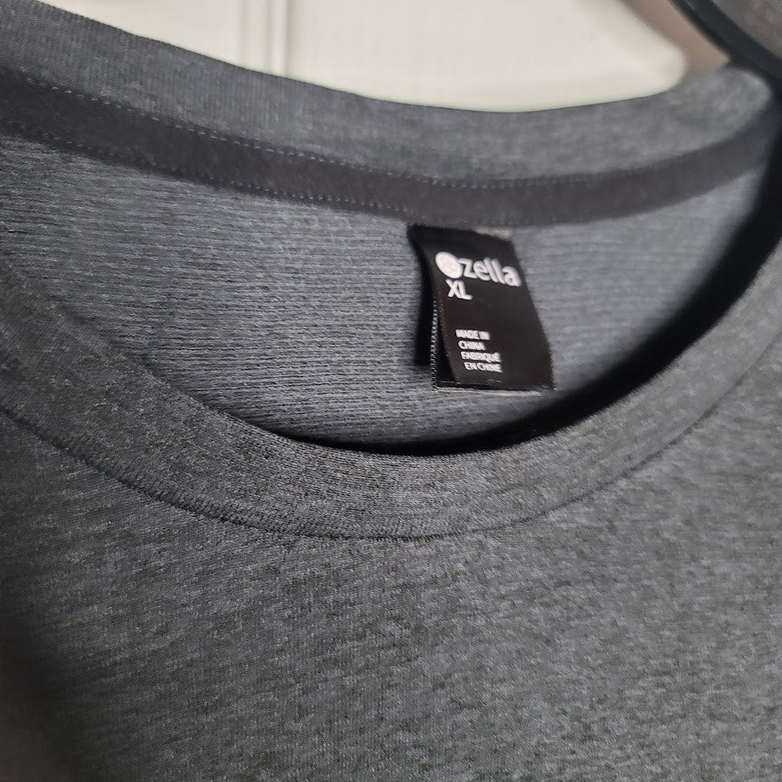 zella charcoal black oxide melange long sleeve crew neck breathable Size XL NEW