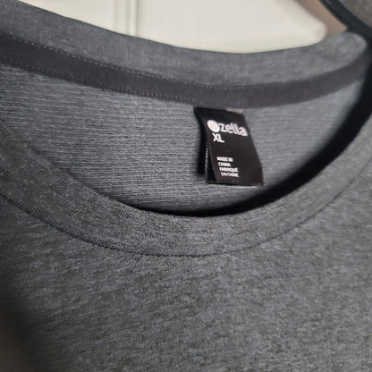 zella charcoal black oxide melange long sleeve crew neck breathable Size XL NEW
