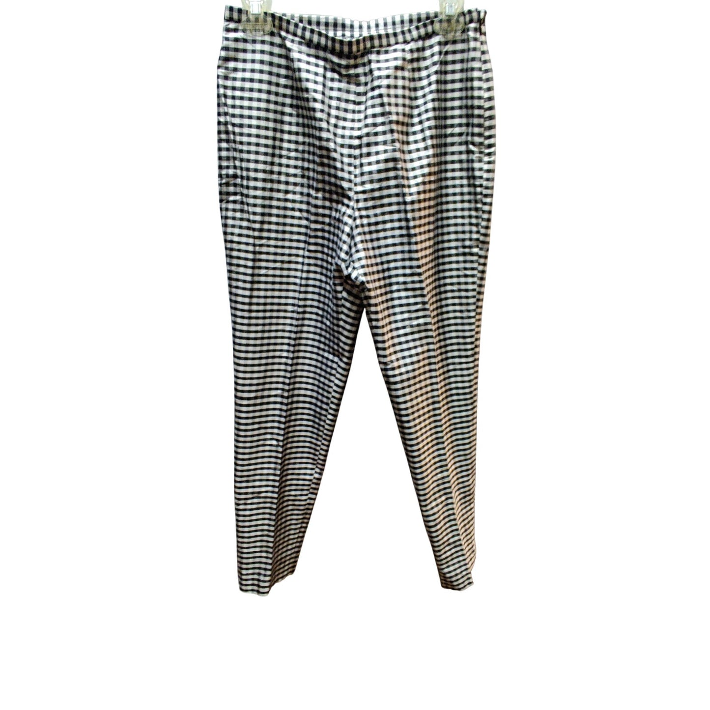 Vtg. Lauren Ralph Lauren Black & White Gingham Tapered Pants Side Zip Lined 4