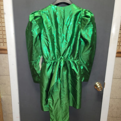 NEW Happy x Nature NY&C Twilight Mini Dress Size Zero Green Puff Sleeve 80s Glam