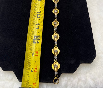 Vintage MCM Gold Tone Rhinestone Sculptural fan tail Link Choker Necklace 14"