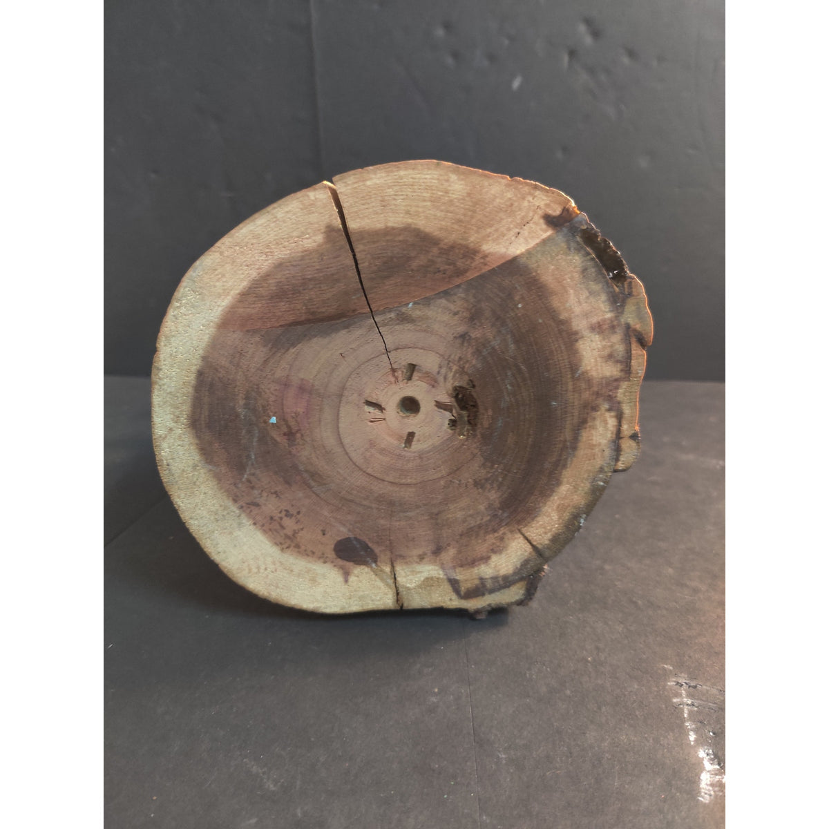 Vintage Handcrafted Wooden Christmas Tree Folk Art Live Edge Base