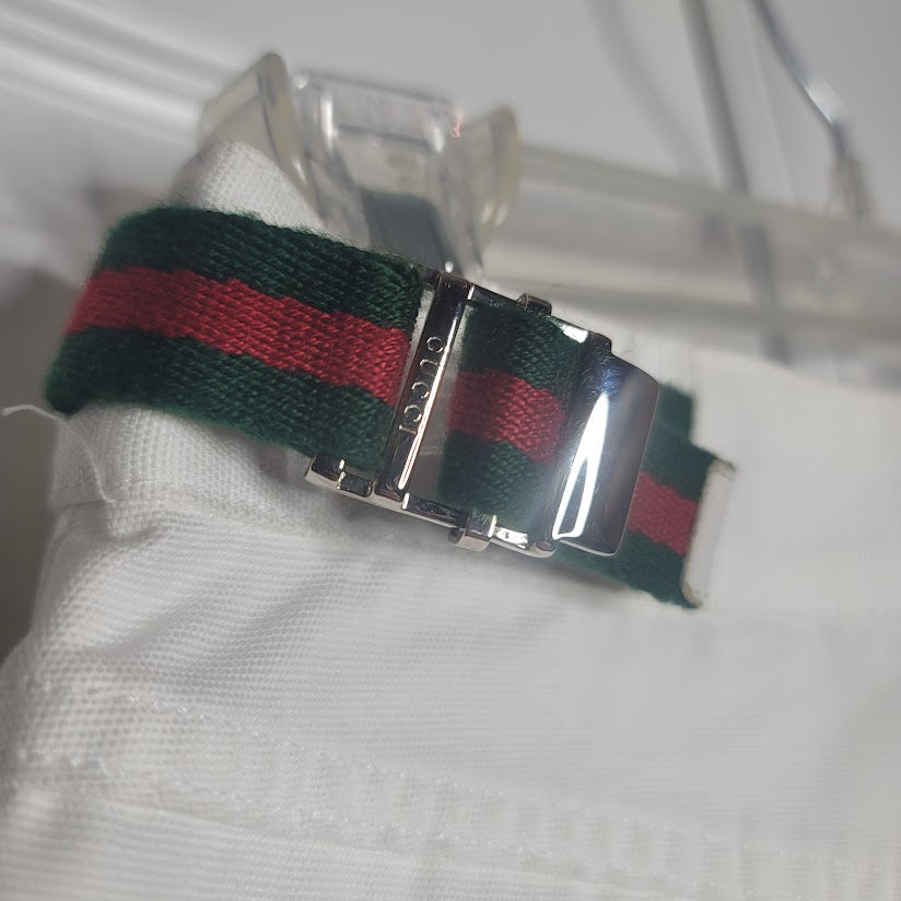 Vintage GUCCI Ankle white jeans green red belt detail EU 40 US 8 Silver Rivet