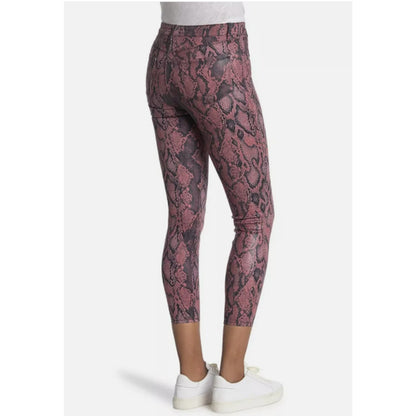 L'AGENCE Margot Aurora Coated Snake-Print Skinny Jeans Garnet Women’s 24 NEW