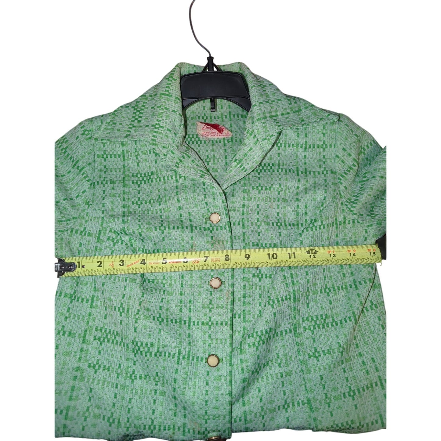 Vintage Polyester Knit 2 pc. pleated skirt blouse Set Green Size Medium