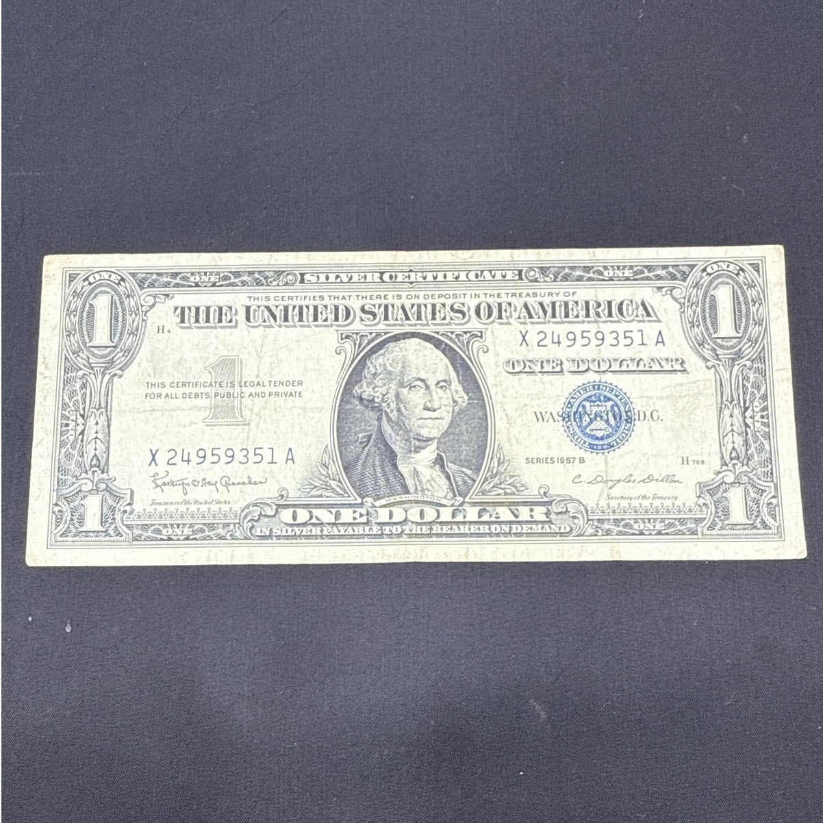 Paper Currency Bank Note Money $1 Series 1957 B silver certificate blue seal