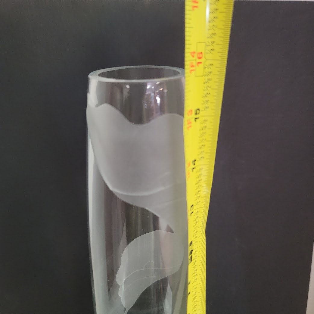 Vintage Retired Mikasa Lead Crystal Engraved Etched Calla Lily 16 " Poland Vase