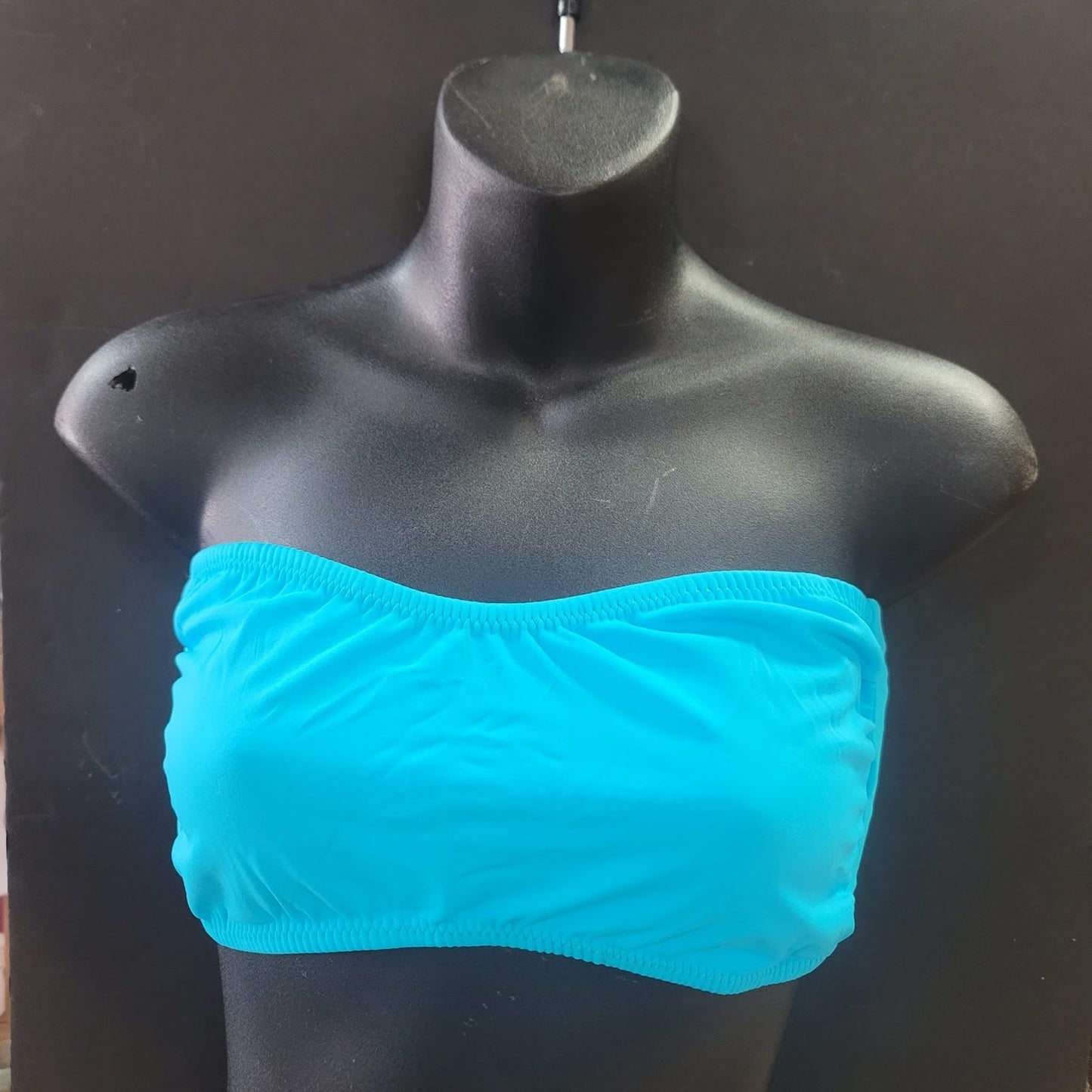 Blue Sky NEW Bandeau Side Bone Swim Top Lined Tieback NipPads GREEK BLUE LARGE