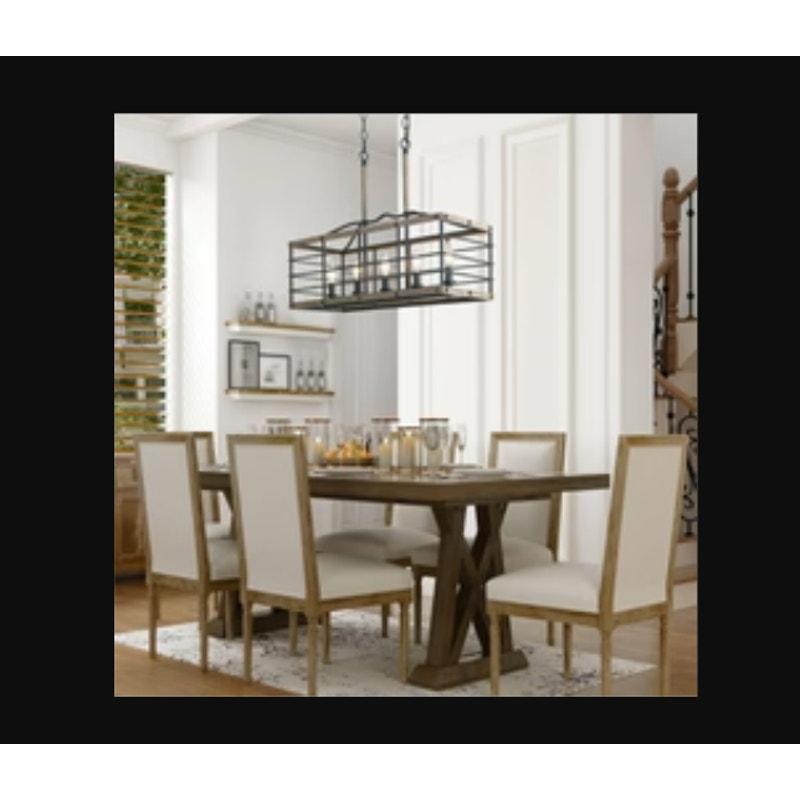 LNC Hypsikalamos 5-Light Large Grey and Wood Island Light NEW Pendant