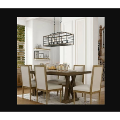 LNC Hypsikalamos 5-Light Large Grey and Wood Island Light NEW Pendant