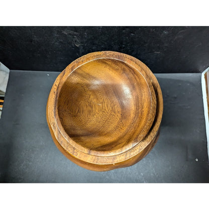 Vintage Wood 7 pc. Apple Pumpkin MCM Serving Set 1 Centerpiece with 5 bowls