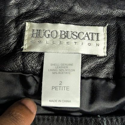 Vintage Hugo Buscati Genuine Leather Maxi Skirt Size 2 P Whimsigoth Cyber Y2K