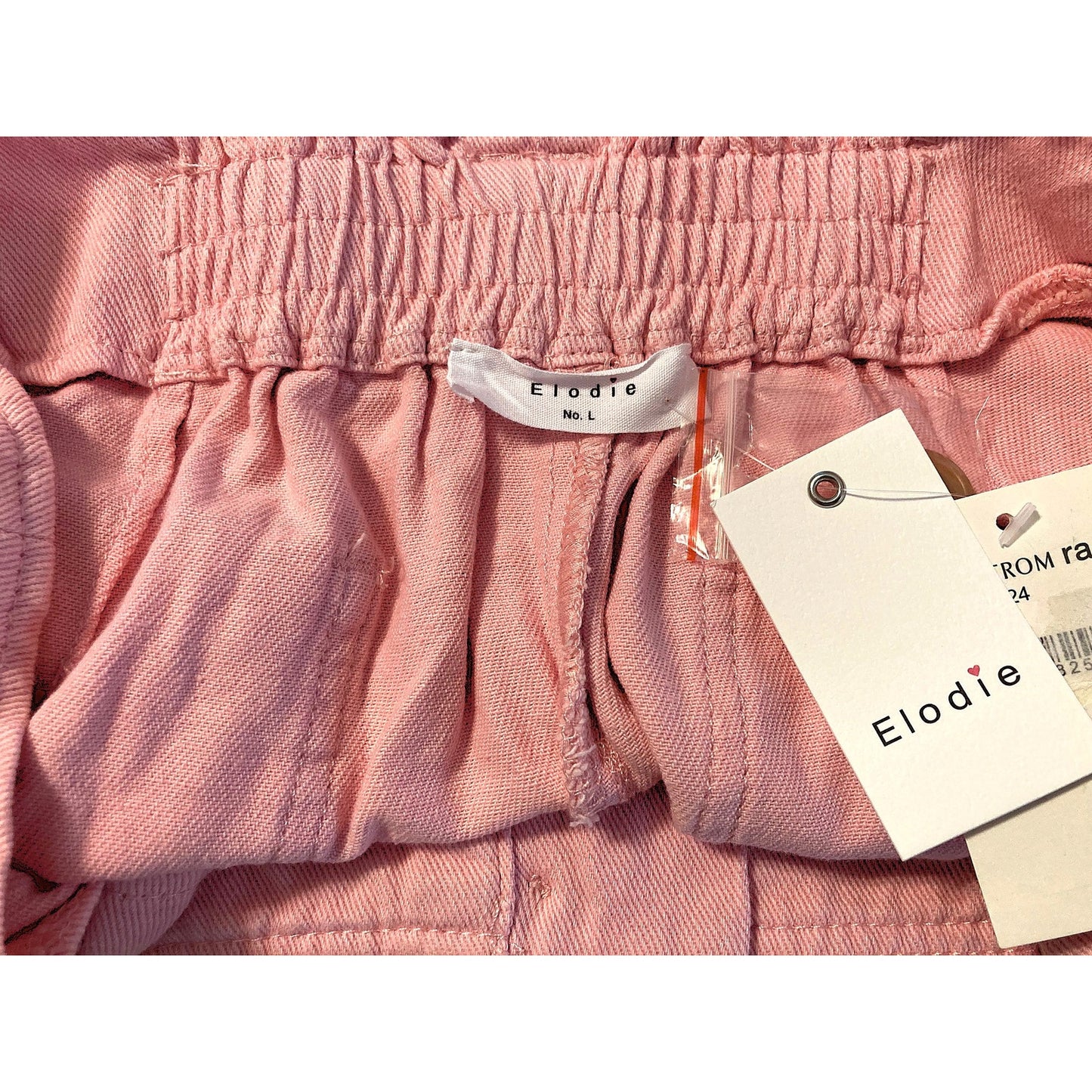 NWT Elodie High Waist Paperbag Shorts with Tie Belt 100% Cotton in Pink Sz Large