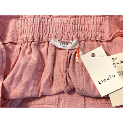NWT Elodie High Waist Paperbag Shorts with Tie Belt 100% Cotton in Pink Sz Large