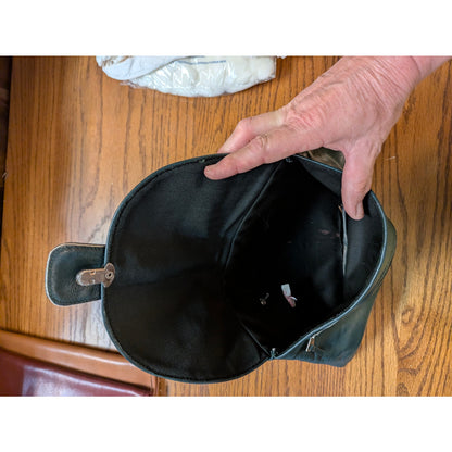 Vintage Unbranded Dark Green Leather Slouchy Envelope Clutch Bag