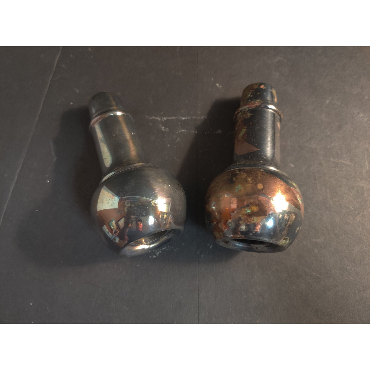 Vintage Metal Salt And Pepper Shakers Pair Tarnished No Stoppers