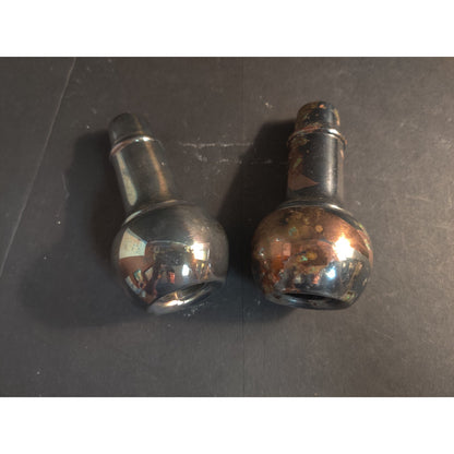 Vintage Metal Salt And Pepper Shakers Pair Tarnished No Stoppers