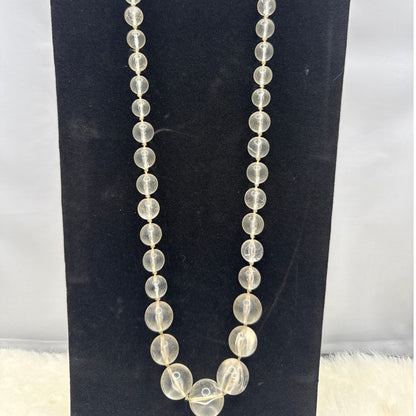 Vintage W. Germany Clear Glass Bead Necklace 28" Glamour Opera Length Graduated