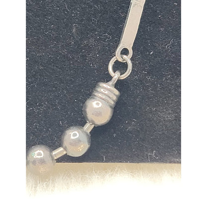 Vintage Silver 19" Beaded Station Long Layering Necklace Minimalist Modernist