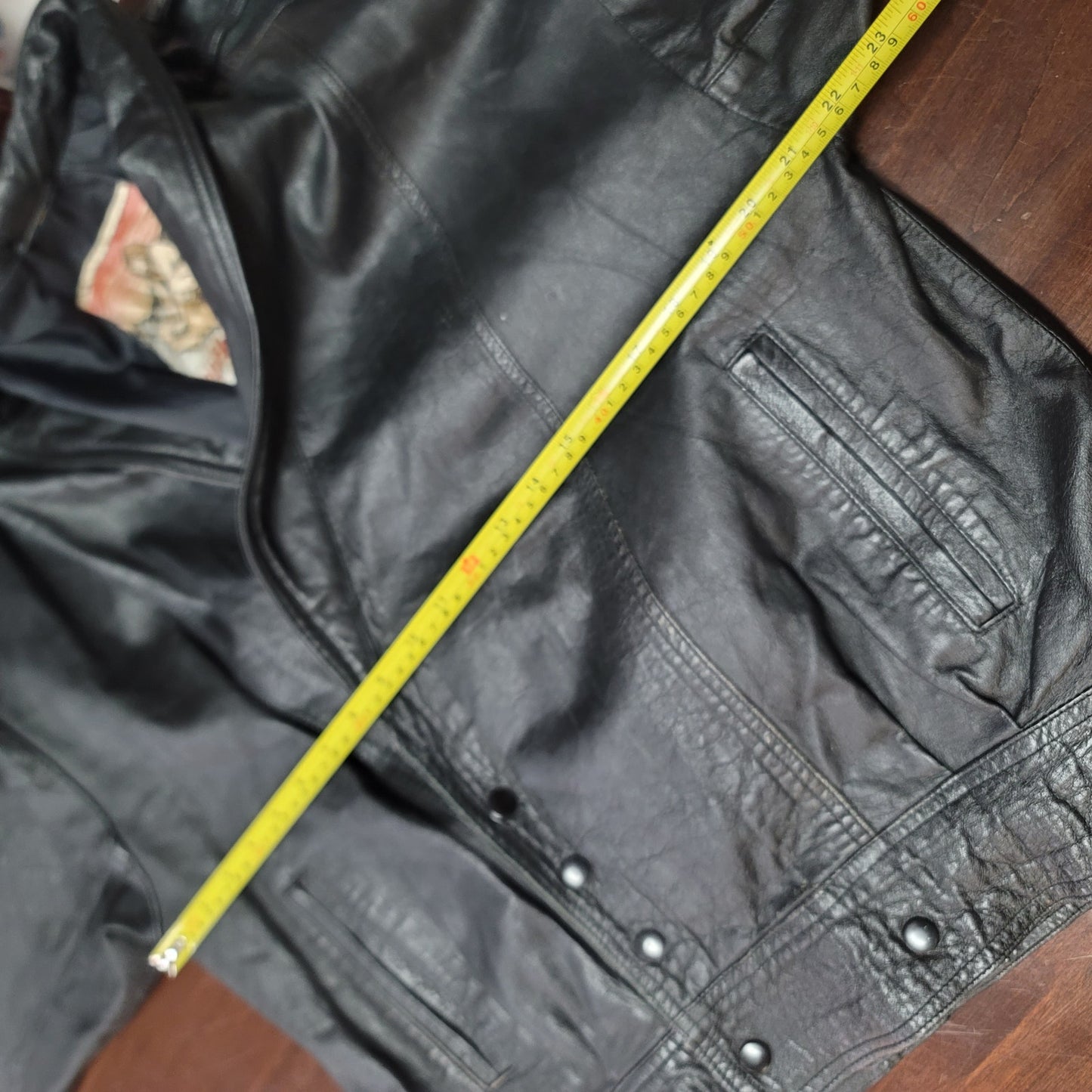 Leatherman Vintage 1980s Black leather Jacket Wing Sleeve Snaps Pockets
