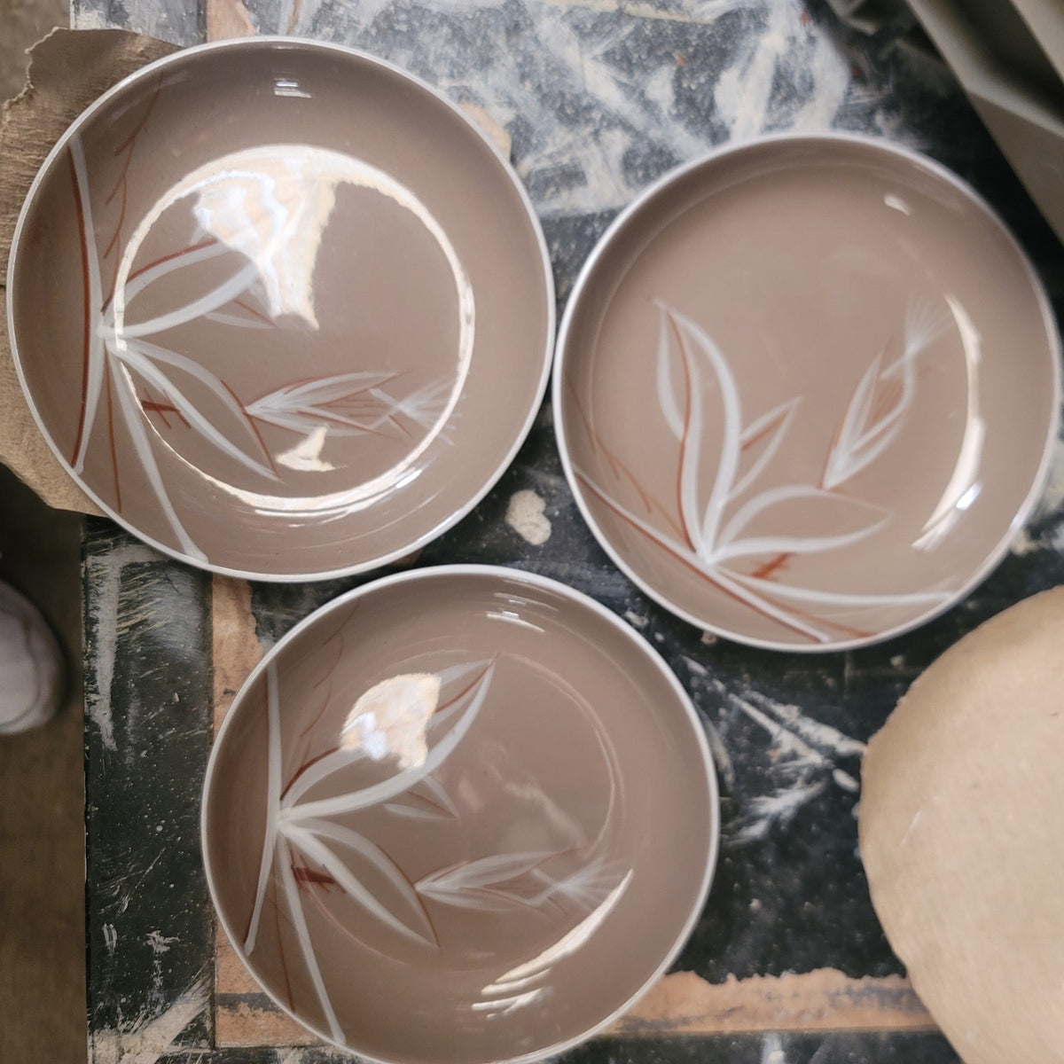 Winfield Desert Dawn Brown / Cream Handcrafted Dinnerware MCM 3 Bread Plates