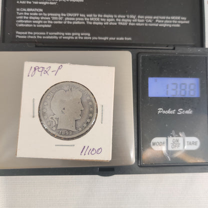 1892 Barber Silver Quarter - First Year of Issue Vintage US Coin - Good