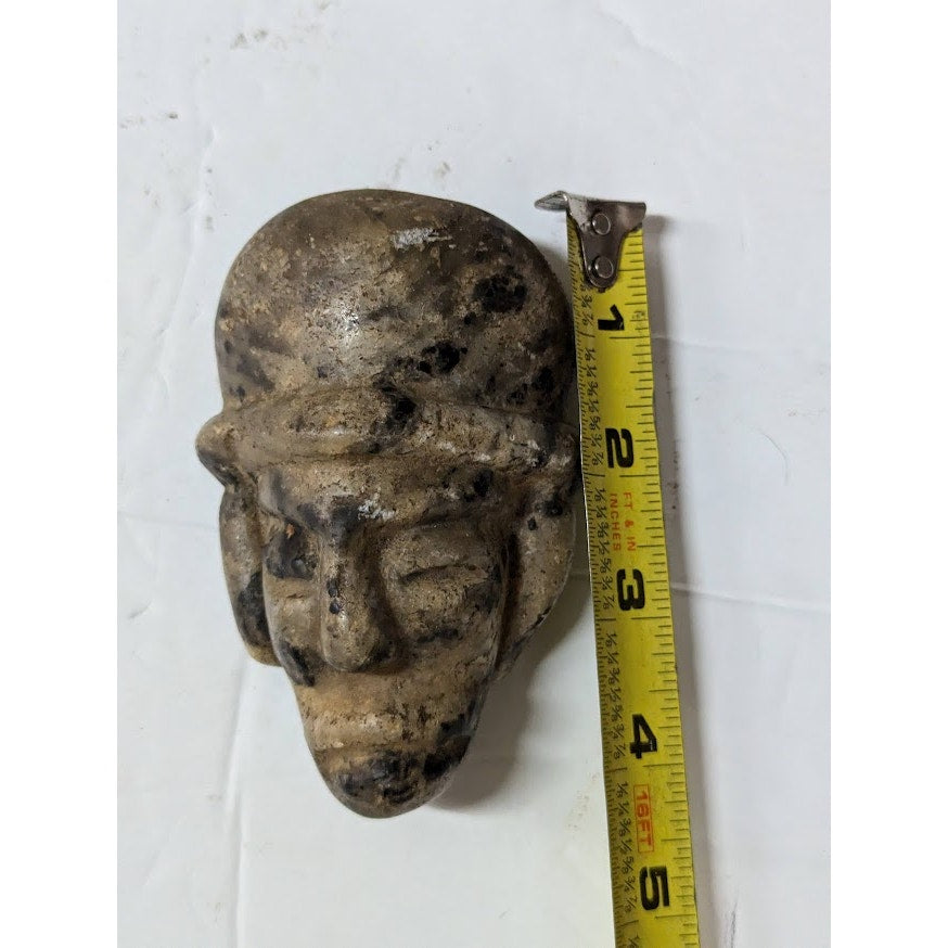 handmade Hand carved marble Mayan Incan antique stone face Mexcala Stone Mask