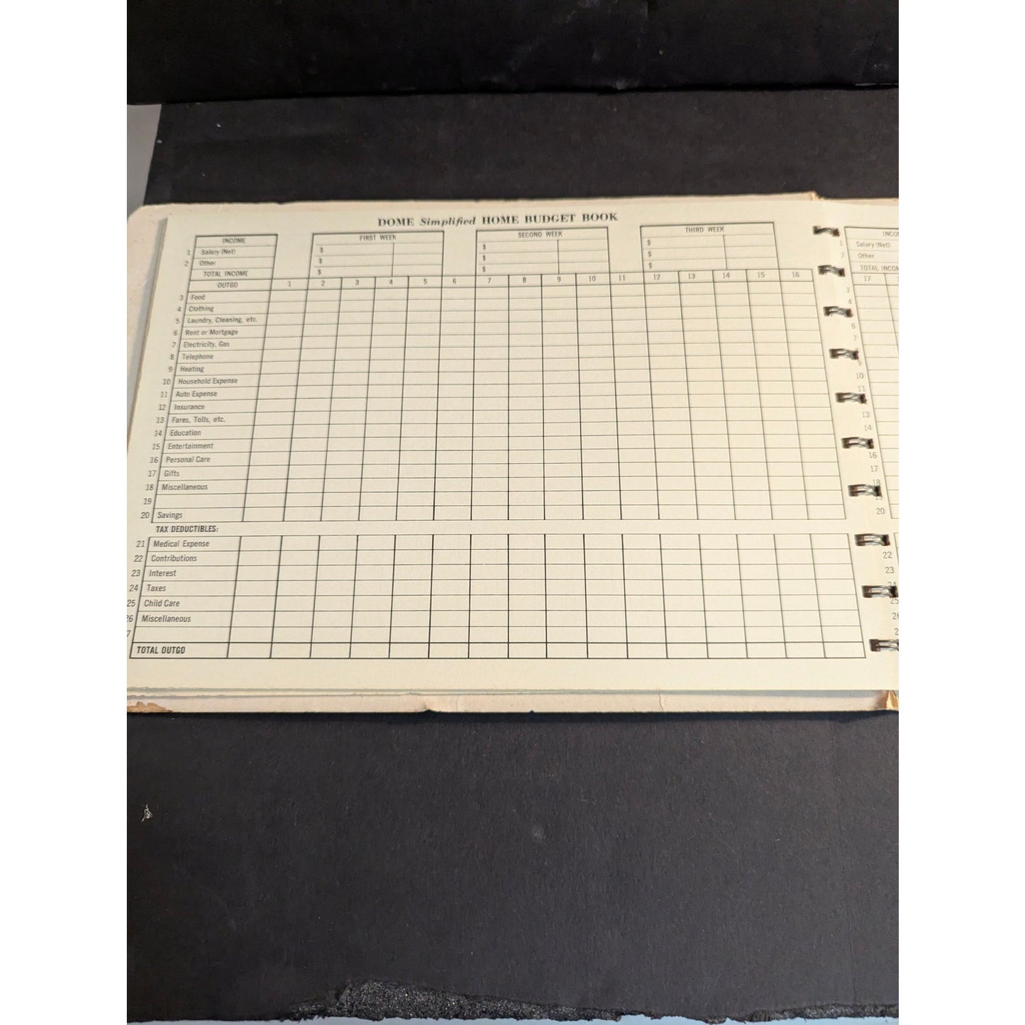 Vintage Dome Simplified Home Budget Book Spiral Bound Accounting Ledger Ephemera