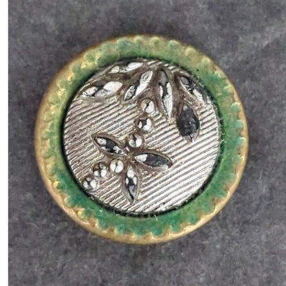 LOT P of 10 Antique Vintage Victorian Brass Mixed Materials Buttons ESTATE FIND