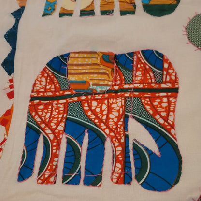 Orange cream elephant tye dye Hand sewn queen full blanket coverlet lightweight
