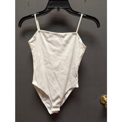 Topshop White Ribbed Straight Neck Sleeveless Full coverage snaps Size 8 NEW