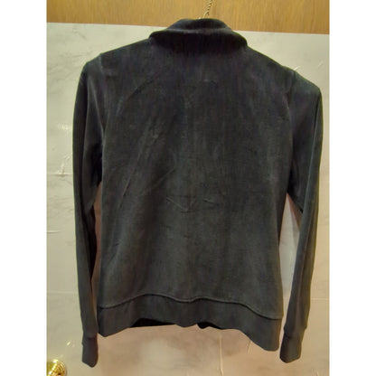 Lauren Ralph Lauren Active Black Crushed Velvet Gold Crest Track Jacket Small