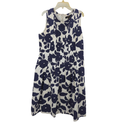 Alex Marie Women's Navy Blue and White Floral Sleeveless Dress 8