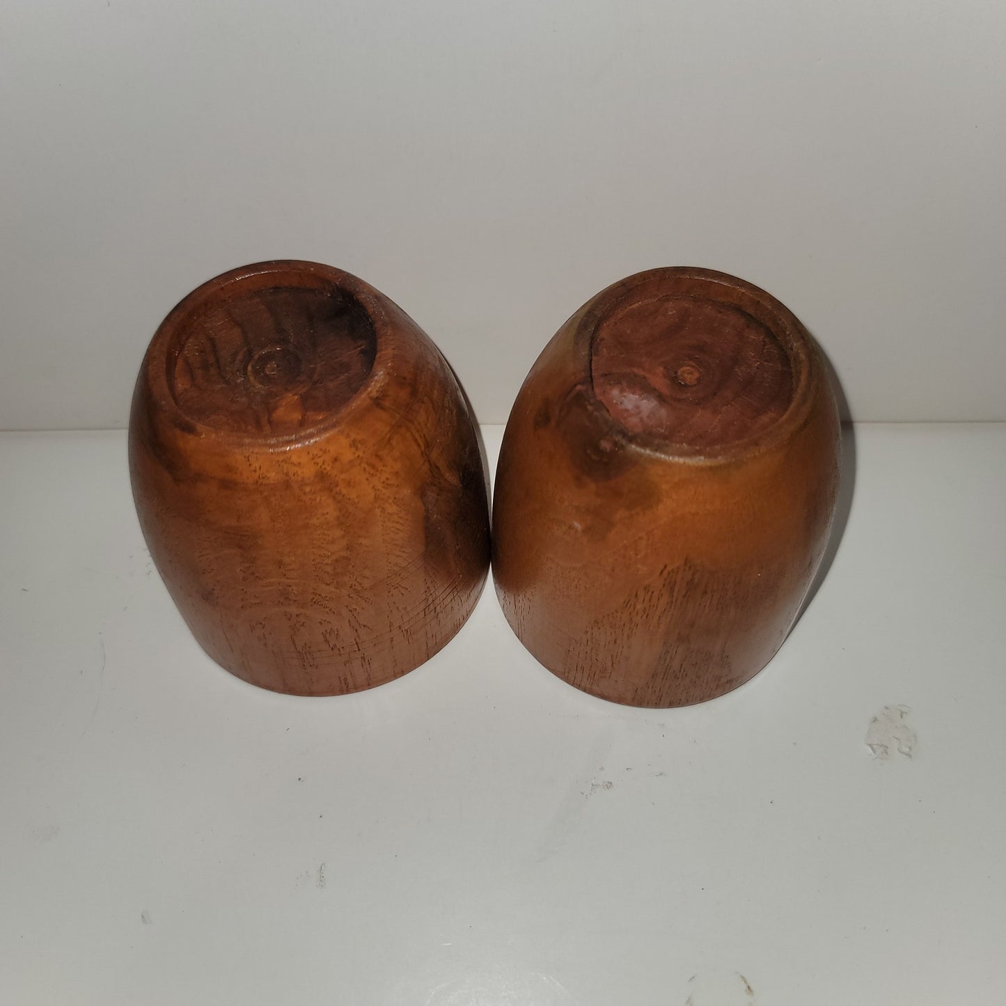 Pair hand turned wood  cups 4" tall