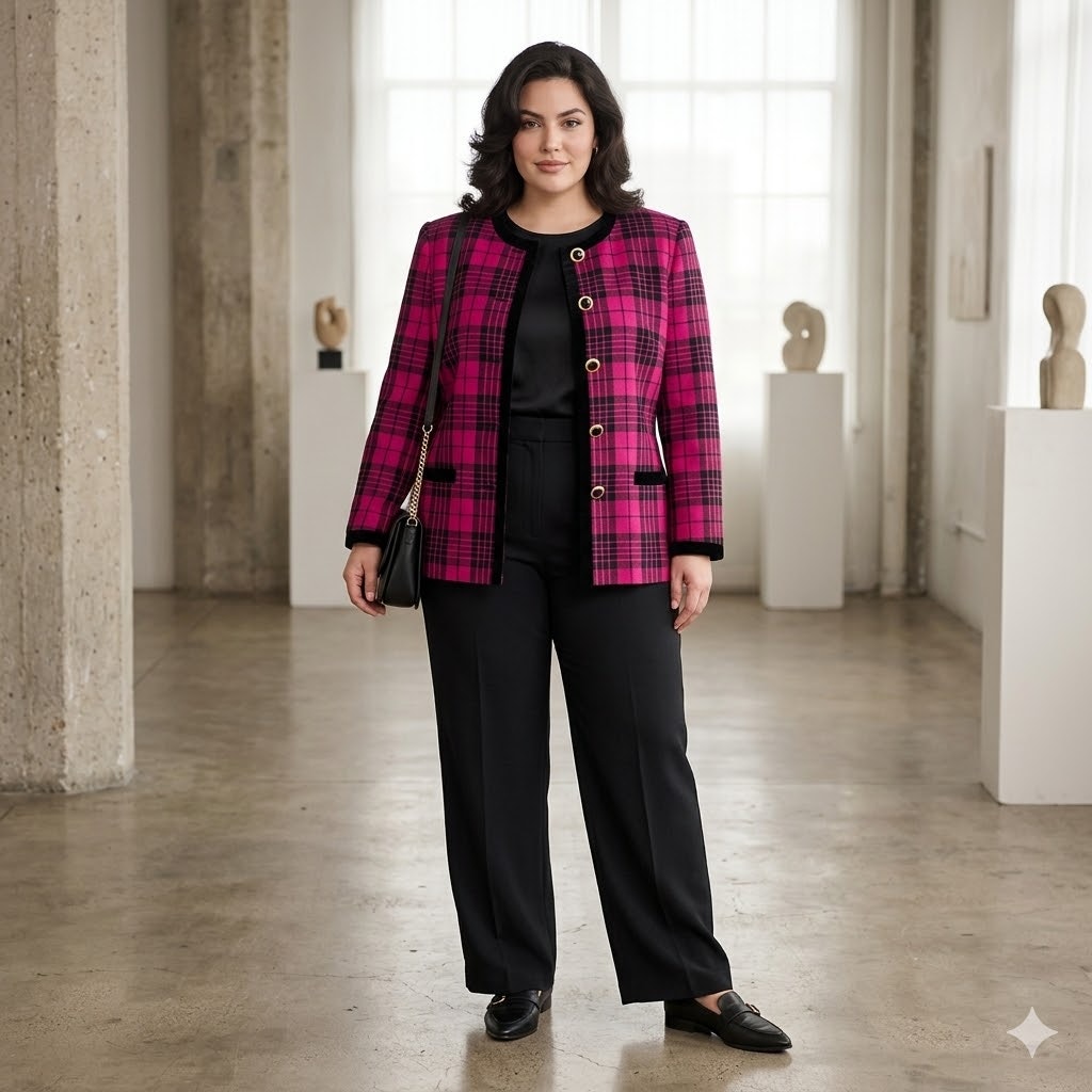 Vintage HBS Ltd Plaid Blazer Jacket 90s Clueless Grunge Pink Tartan Size 16