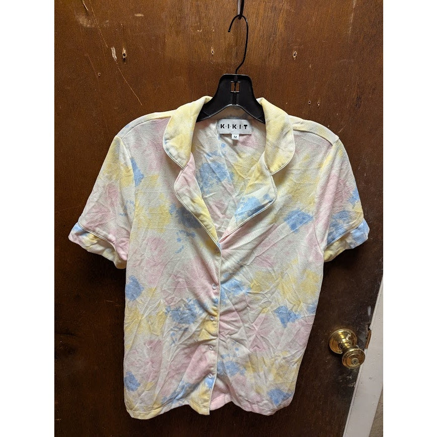 NEW Medium KIKIT Tie Dye Clouds Short Sleeves Pajamas Tops NEW