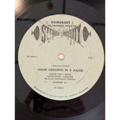 Vintage Tchaikovsky Violin Concerto Somerset SF-10200 Stereo Fidelity Vinyl LP
