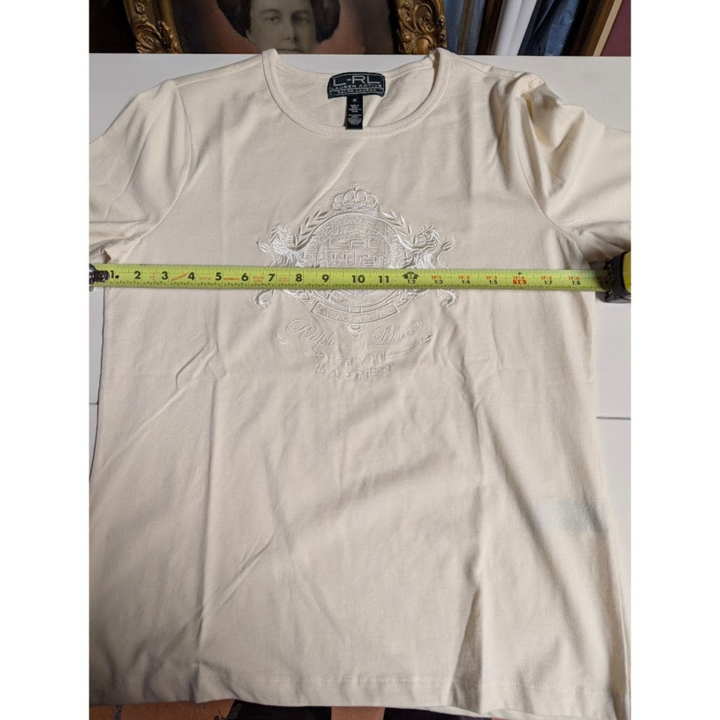 Lauren Ralph Lauren Active Medium Womens Ivory long sleeve top LOGO on chest