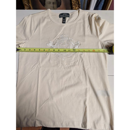 Lauren Ralph Lauren Active Medium Womens Ivory long sleeve top LOGO on chest