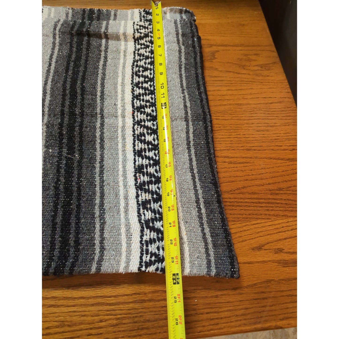 Authentic Handwoven El Paso Saddleblanket Co. Mexican Falsa Blanket Gray & Black