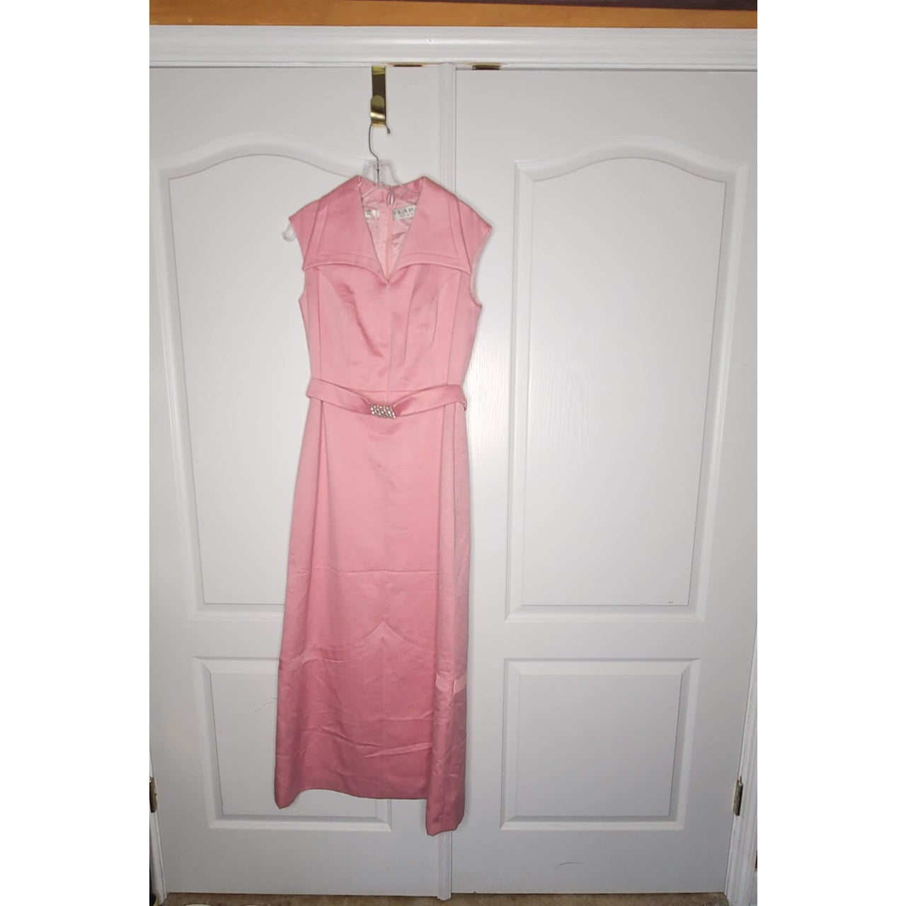TLAPA Wein 1960's Pink Sleeveless Maxi Dress Wide Collar Cocktail Retro MCM S/M